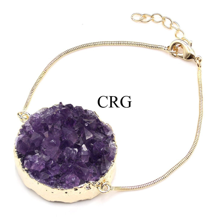 Amethyst Druzy Bracelet with Gold Plating (1 Piece) Size 1 to 2 Inches Crystal JewelryCrystal River Gems