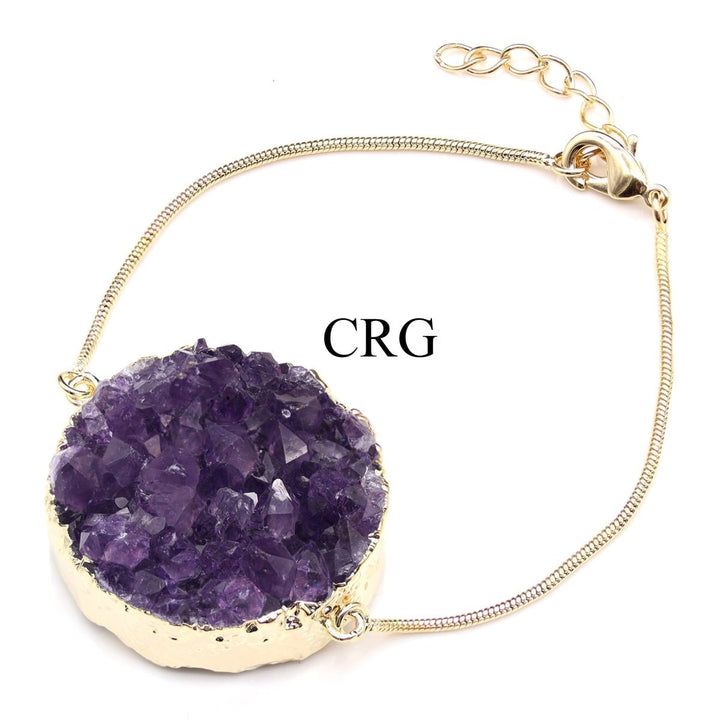 Amethyst Druzy Bracelet with Gold Plating (1 Piece) Size 1 to 2 Inches Crystal Jewelry