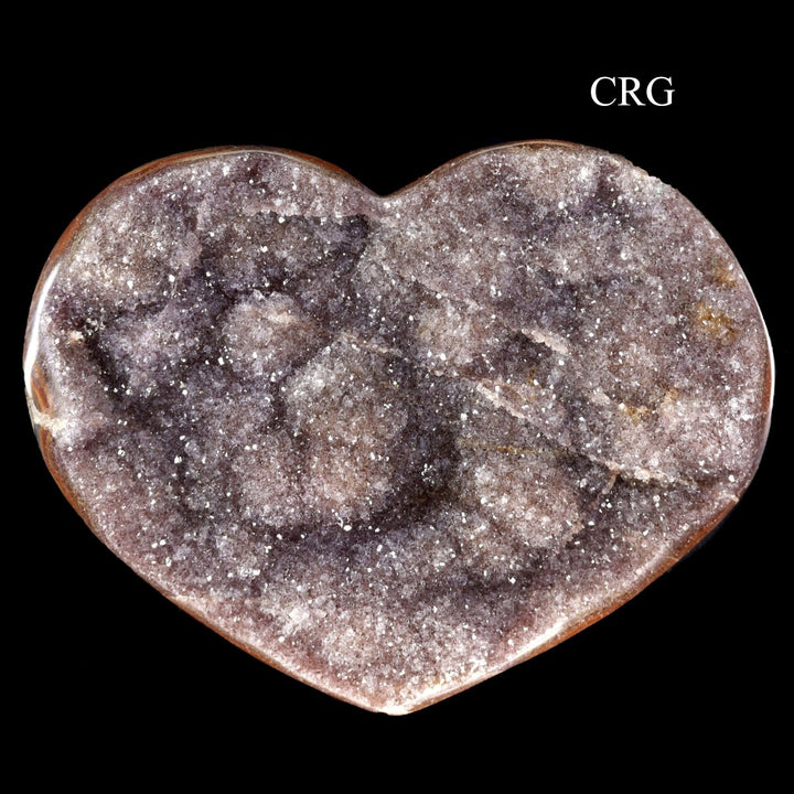 Amethyst Druzy Heart with Polished Edges (4 Kilo Lot) Size 1 to 2 Kilo Polished Edge Crystal Heart with Rough BackCrystal River Gems