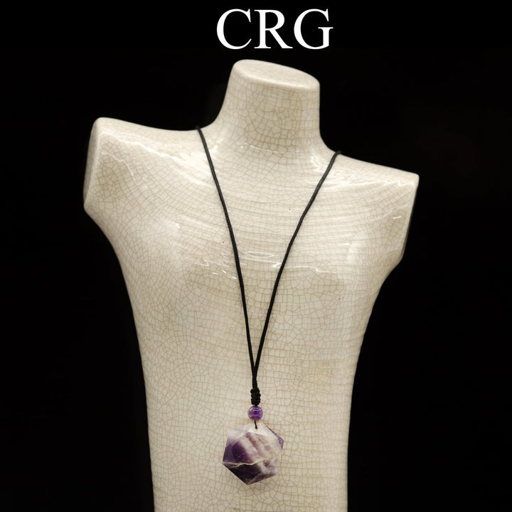 Amethyst Faceted Hexagon Pendant with Black Cord (4 Pieces) Size 1 Inch Crystal Jewelry CharmCrystal River Gems