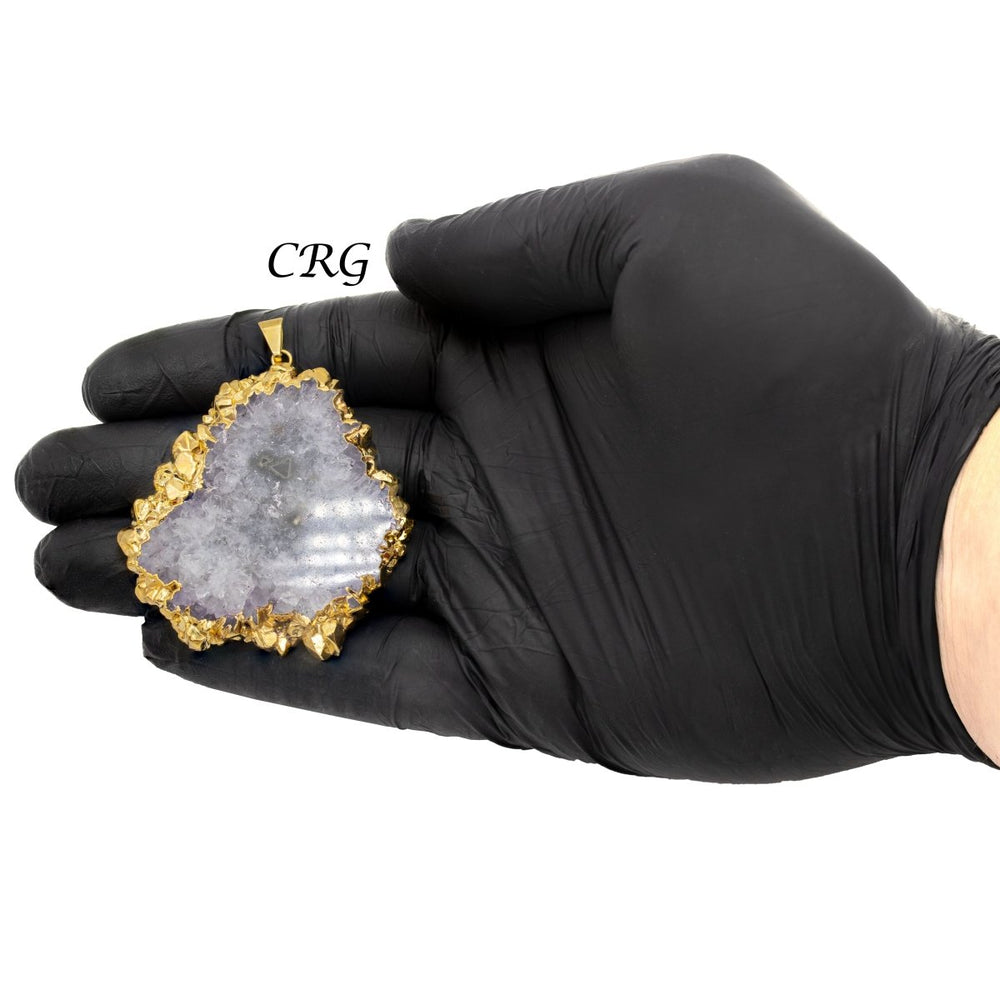 Amethyst Stalactite Pendant with Gold Plating (1 Piece) Size 30 to 50 mm Crystal Jewelry CharmCrystal River Gems