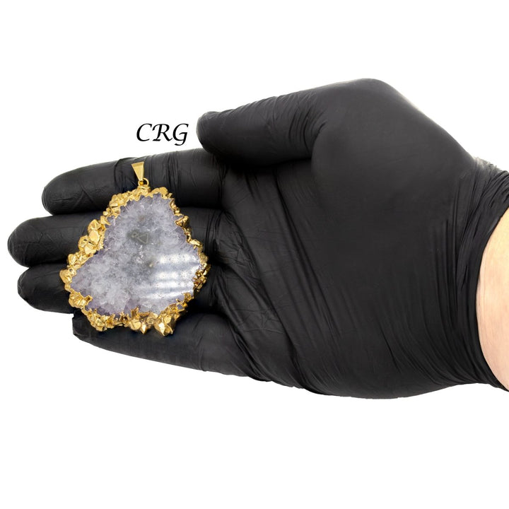 Amethyst Stalactite Pendant with Gold Plating (1 Piece) Size 30 to 50 mm Crystal Jewelry CharmCrystal River Gems