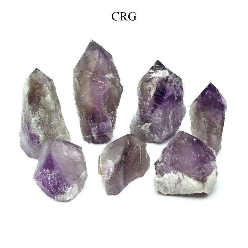 Amethyst Top Polished Point with Cut Base (2 Kilograms) Mixed Sizes Bulk Wholesale Lot Crystal Gemstones