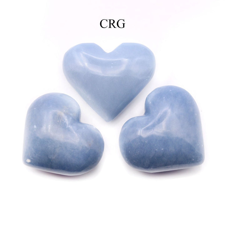 Angelite Puffy Heart (1 Piece) Size 30 to 45 mm Palm Gemstone ShapeCrystal River Gems