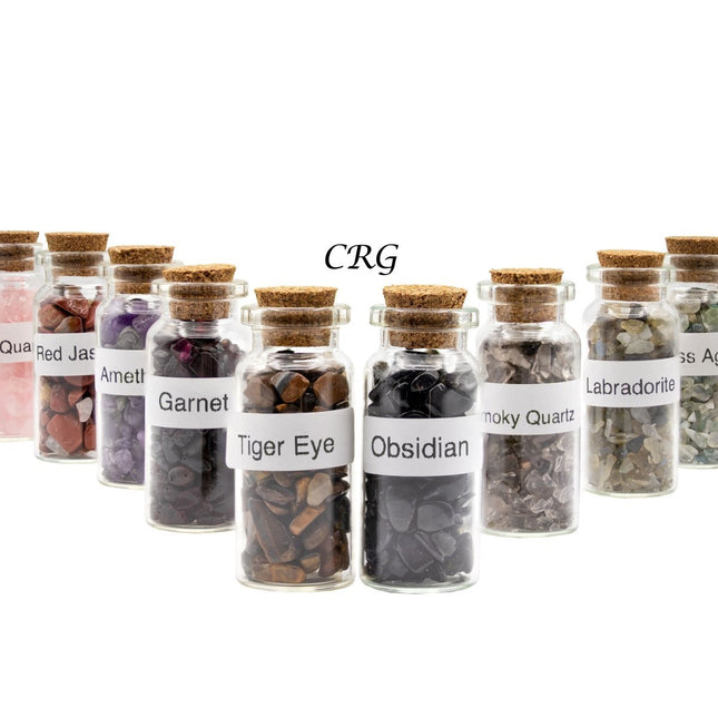 Assorted Gemstone Chip Bottles (20 Pieces) Size 2.5 Inches Crystal Mix Set