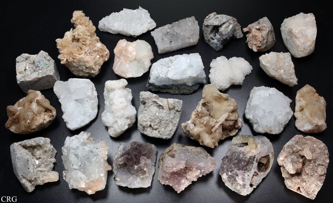 Assorted Zeolite Flat (24 Pieces) Size 1 to 3 Inches Mixed Crystal GemstonesCrystal River Gems