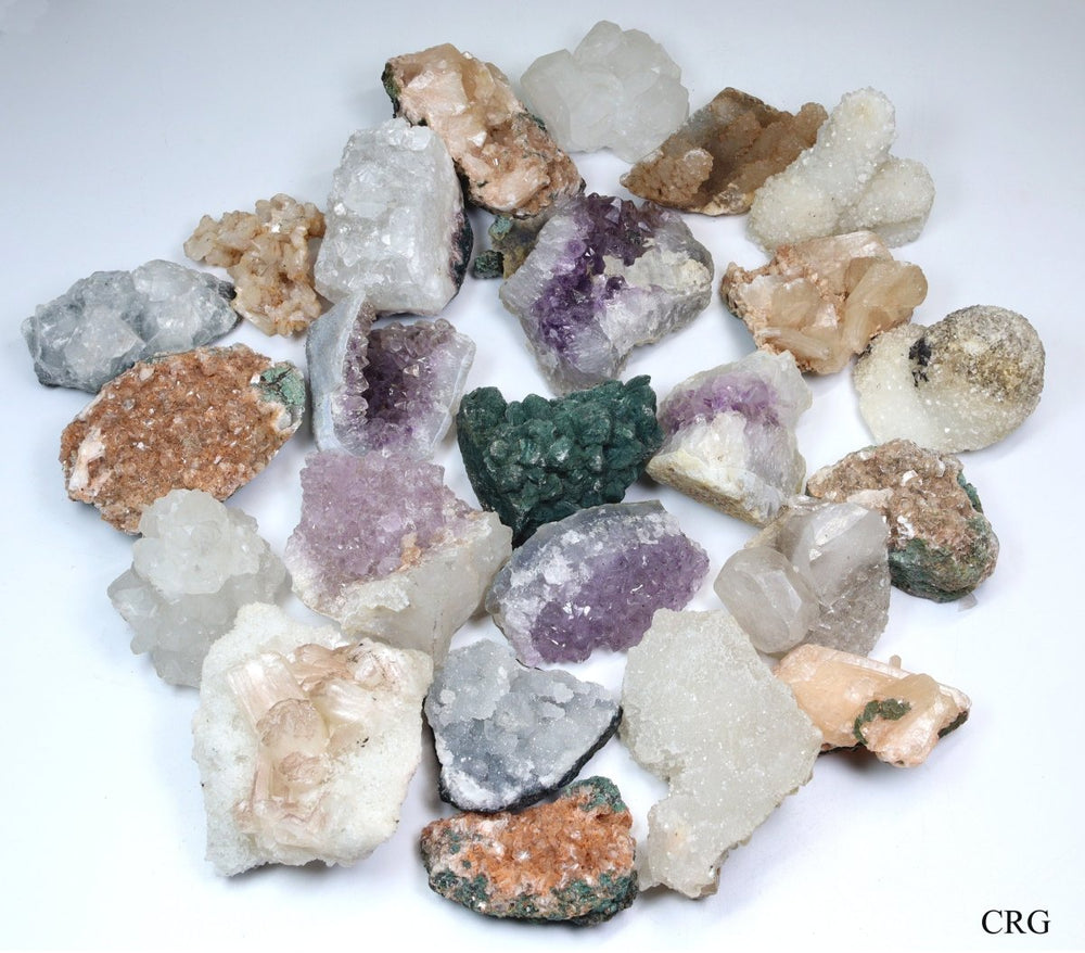 Assorted Zeolite Flat (24 Pieces) Size 1 to 3 Inches Mixed Crystal Gemstones