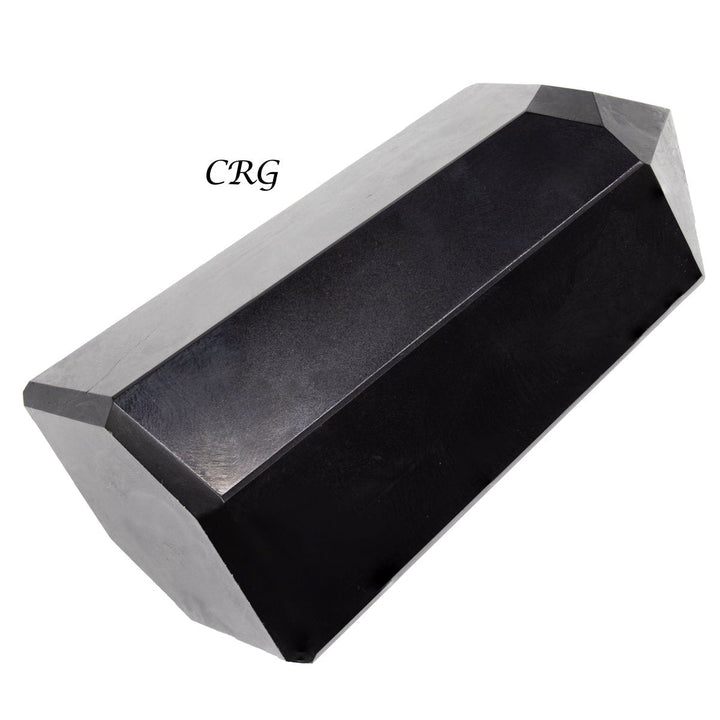 Black Agate Point (1 Piece) Size 3 to 5 Inches 6 - Sided Faceted Standing Crystal TowerCrystal River Gems