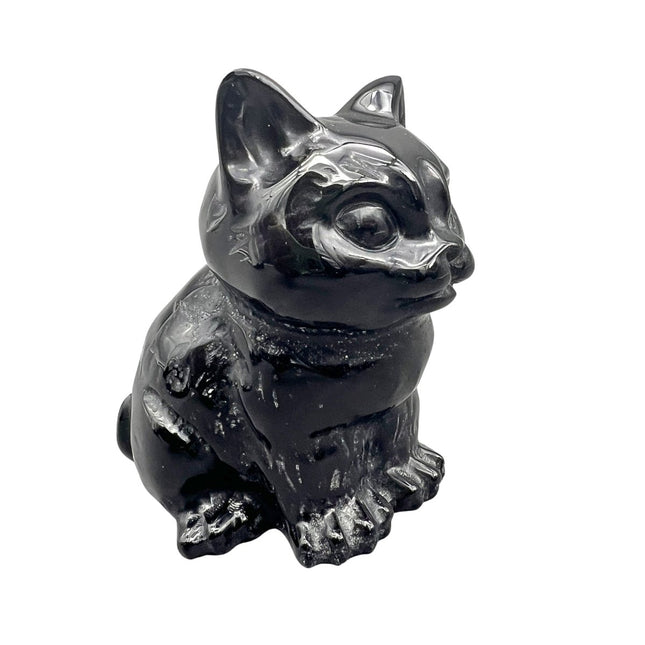 Black Obsidian Cat Carving (4 inches)