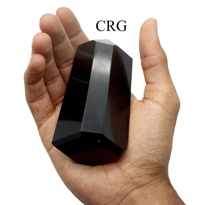 Black Obsidian Point (1 Piece) Size 3 to 5 Inches 6 - Sided Polished Standing Crystal TowerCrystal River Gems
