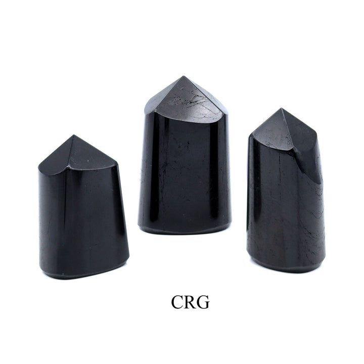 Black Tourmaline Full Polished Points (1 Kilogram) Size 1.5 to 3 Inches Bulk Wholesale LotCrystal River Gems