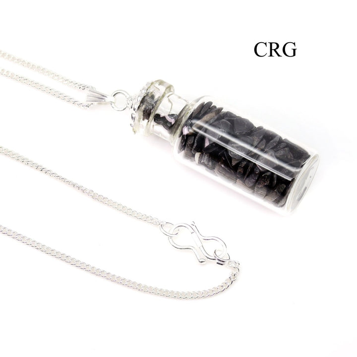 Black Tourmaline Pendant (2 Inches) (5 Pcs) Small Crystal Chip Bottle Charm