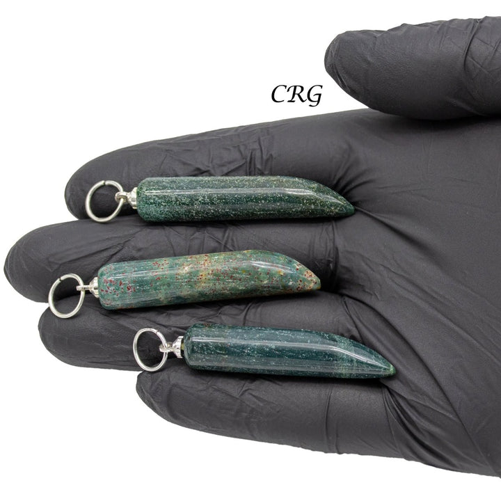 Bloodstone Horn Pendant with Silver Bail (2in) (4Pcs)Crystal River Gems