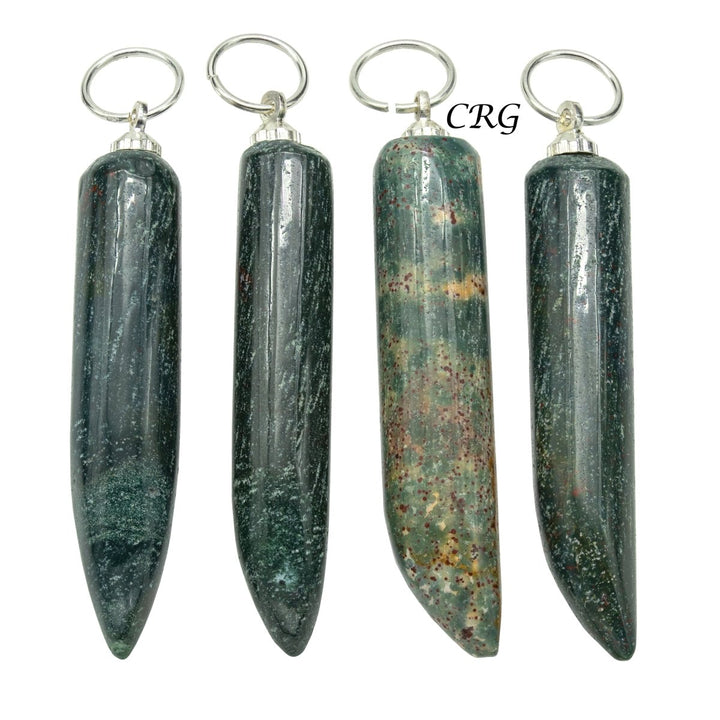 Bloodstone Horn Pendant with Silver Bail (2in) (4Pcs)