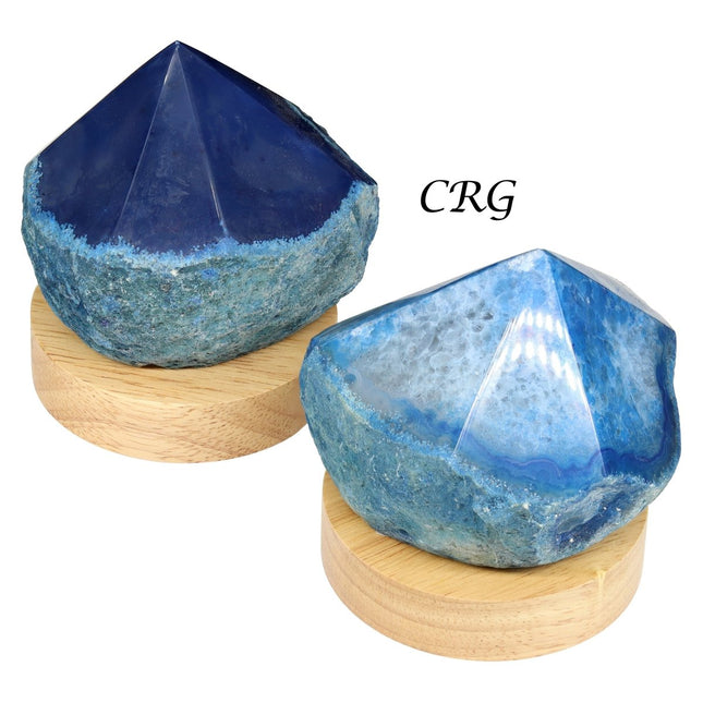 Blue Agate Top Polished Mini Lamp with 3 Inch Wooden Color Changing Base (1 Piece) Size 3 Inches Crystal Home Decor