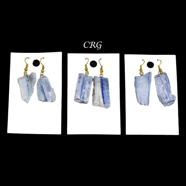 Blue Kyanite Blade Earrings with Gold-Plated Wire (2 Pieces) Size 1 to 2 Inches Crystal Jewelry