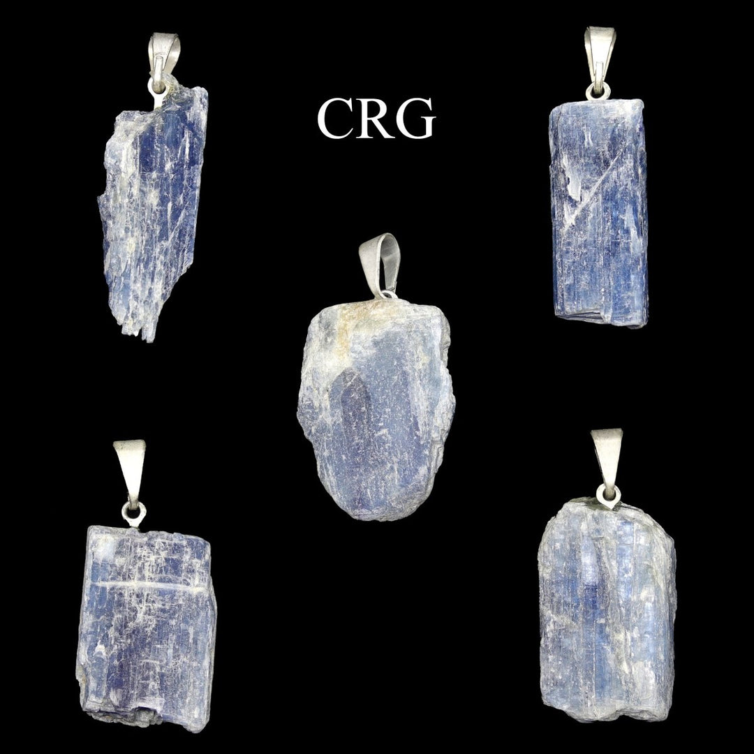 Blue Kyanite Natural Tip Pendant with Silver Bail (5 Pieces) Size 35 to 45 mm Crystal Jewelry CharmCrystal River Gems