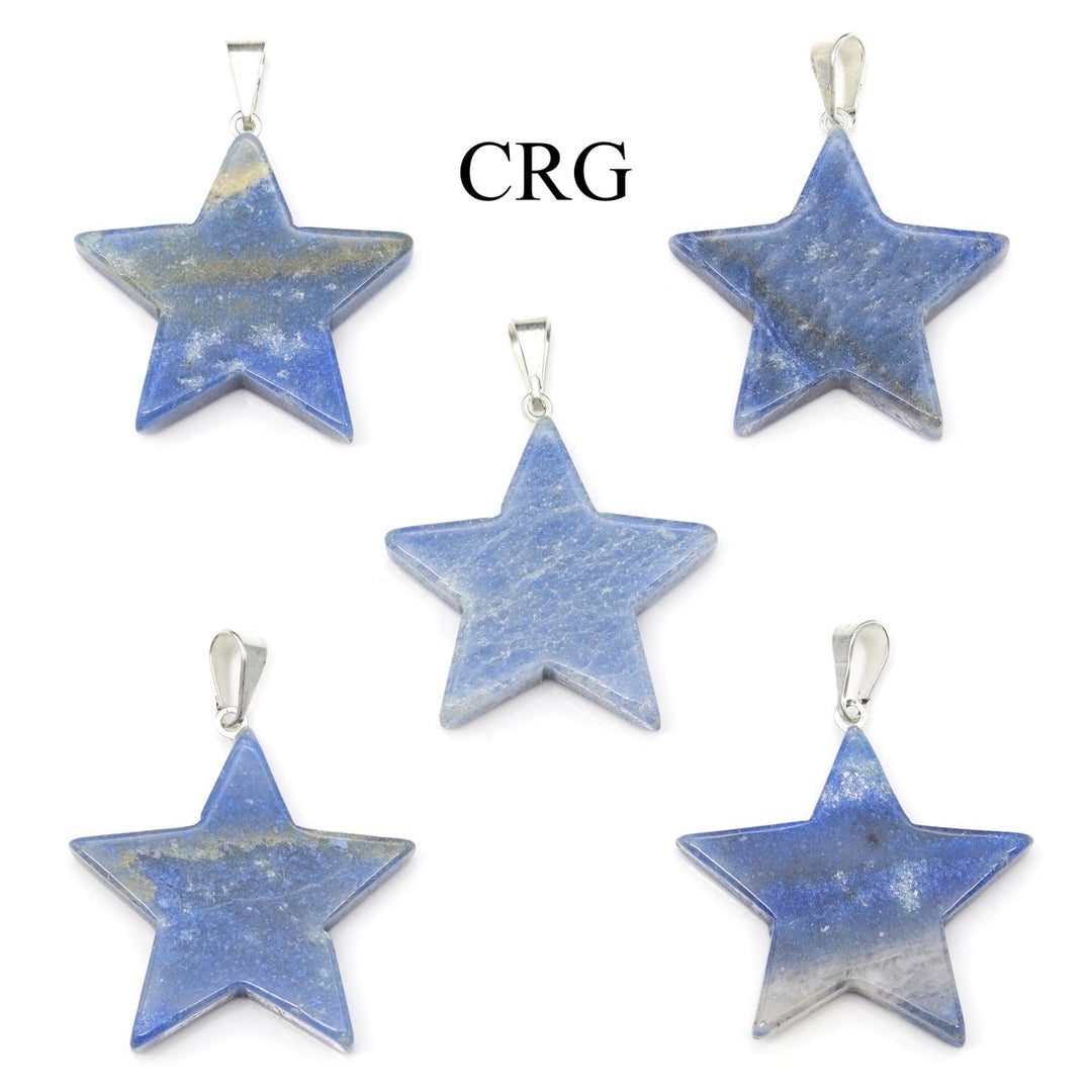 Blue Quartz Star Pendants Silver - Plated (5 Pieces) Size 30 mm Jewelry Star CharmsCrystal River Gems