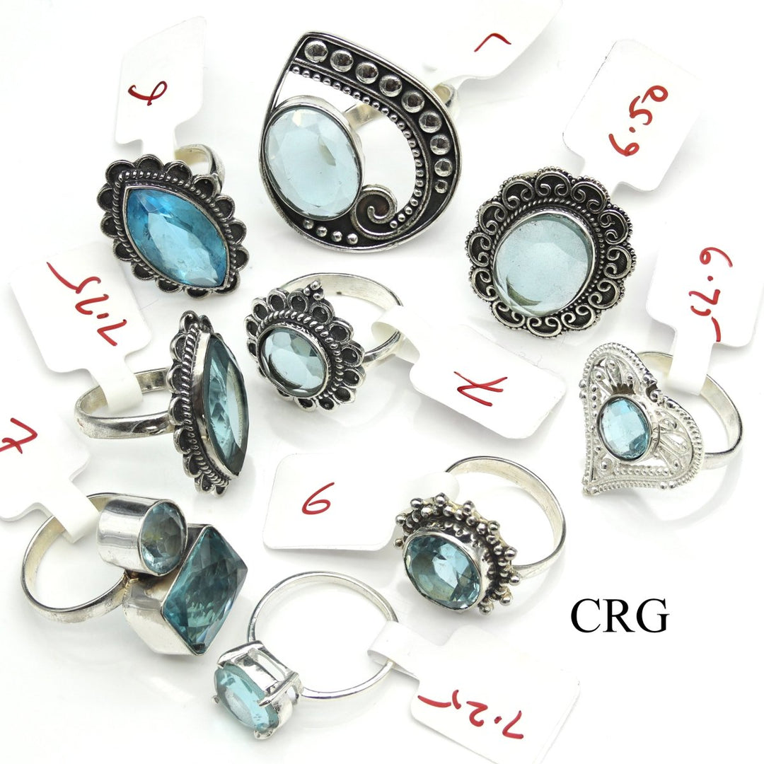 Blue Topaz Sterling Silver 925 Gemstone Rings (50 Grams) Size 1 Inch Crystal JewelryCrystal River Gems