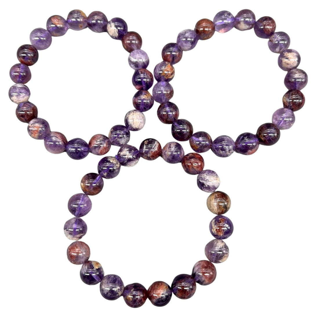 Cacoxenite Amethyst Stretch Bracelet (1 Piece) (10 - millimeter Beads)Crystal River Gems