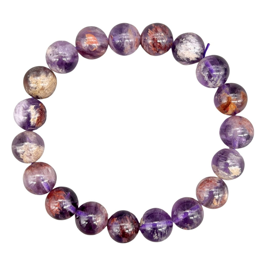 Cacoxenite Amethyst Stretch Bracelet (1 Piece) (10 - millimeter Beads)Crystal River Gems