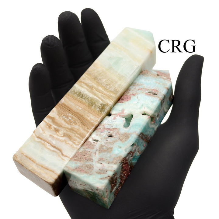 Caribbean Calcite Polished Towers (1 Kilo) Size 2 to 4 Inches Standing Tower PointsCrystal River Gems