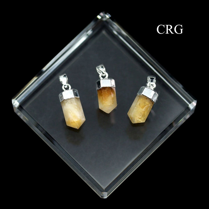 Citrine Point Pendant with Silver Plating (1 Piece) Size 0.5 Inch Small Crystal 6 - Sided Jewelry CharmCrystal River Gems