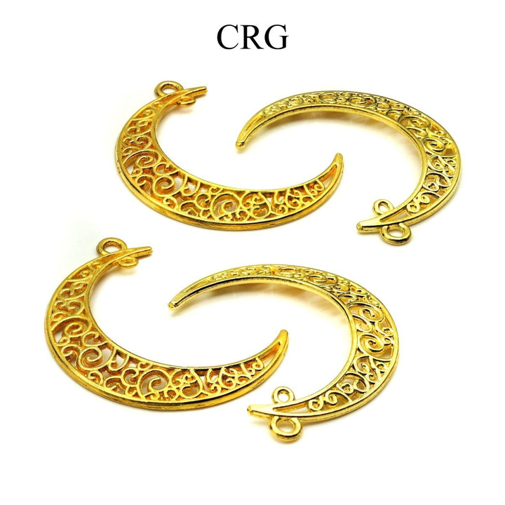 Crescent Moon Connector Pendant (10 Pieces) Size 30 by 40 mm Gold Jewelry CharmCrystal River Gems
