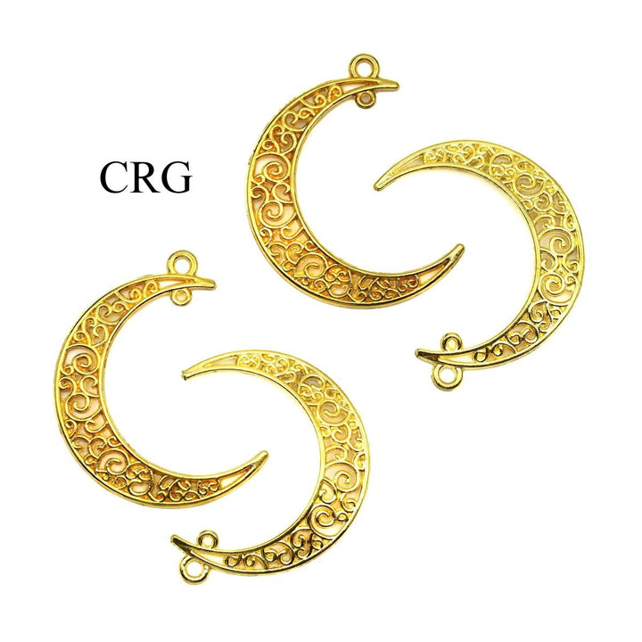 Crescent Moon Connector Pendant (10 Pieces) Size 30 by 40 mm Gold Jewelry CharmCrystal River Gems
