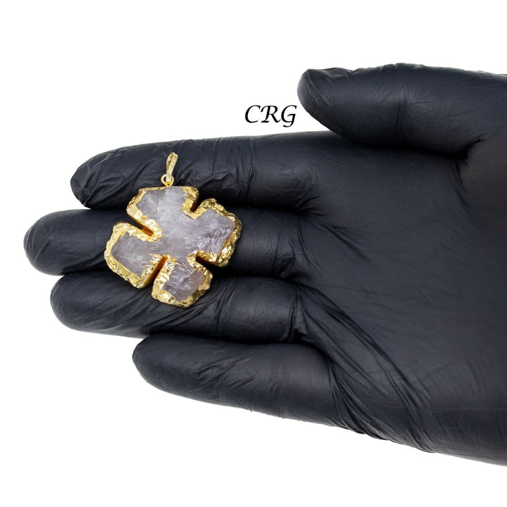 CRG Exclusive - 5 PENDANTS / Gold Plated Jasper & Quartz Mixed PendantsCrystal River Gems