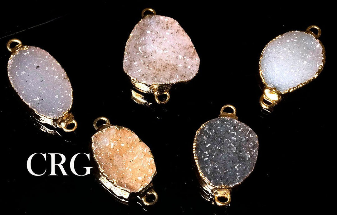 Crystal Druzy Freeform Connector with Gold Plating (1 Piece) Size 30 mm Jewelry CharmCrystal River Gems