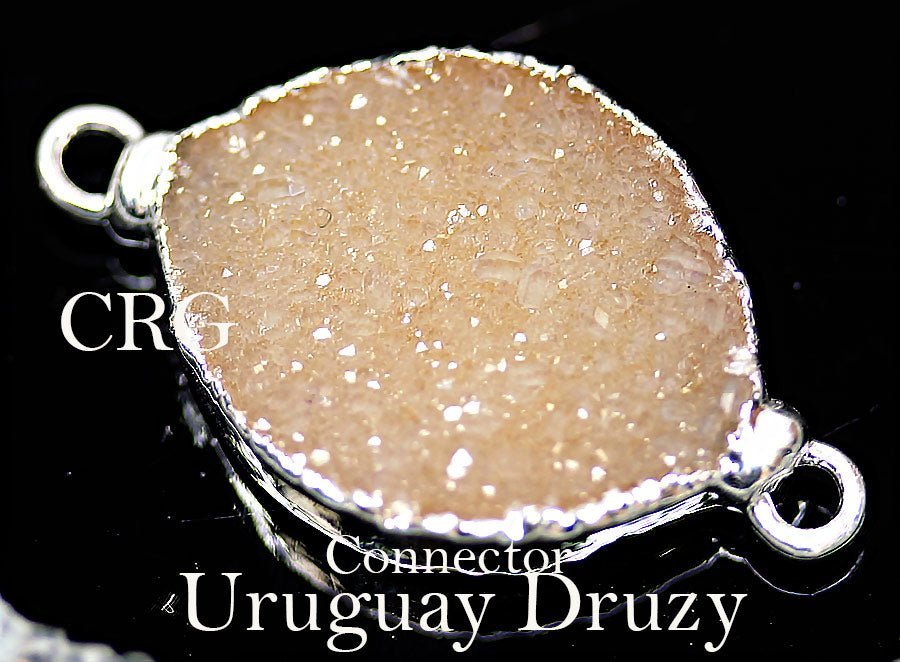 Crystal Druzy Marquise Connector with Silver Plating (1 Piece) Size 1 Inch Druzy PendantCrystal River Gems