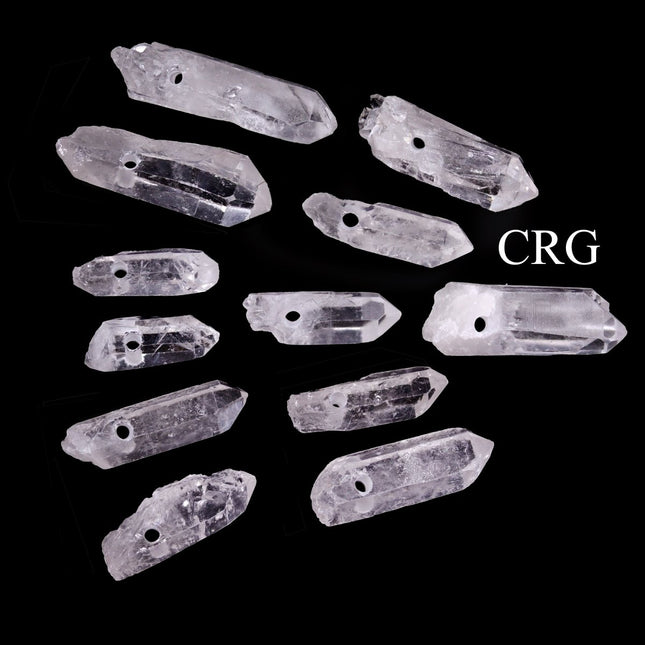 Crystal Quartz Drilled Points (10 Pieces) Size 1 to 1.75 Inches Drilled Crystal Jewelry Points