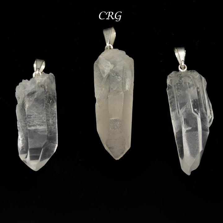 Crystal Quartz Natural Tip Pendant with Silver Bail (5 Pieces) Size 25 to 45 mm Faceted Gemstone Charm