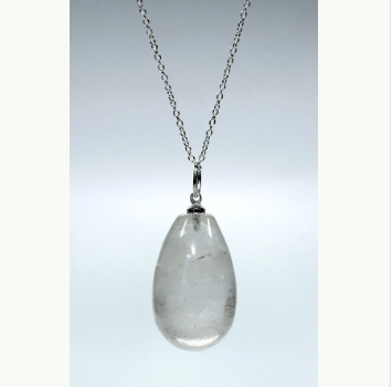 Crystal Quartz Tumbled Raindrop Pendant (4 Pieces) Size 1.5 Inches Clear Jewelry Charm