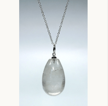 Crystal Quartz Tumbled Raindrop Pendant (4 Pieces) Size 1.5 Inches Clear Jewelry CharmCrystal River Gems