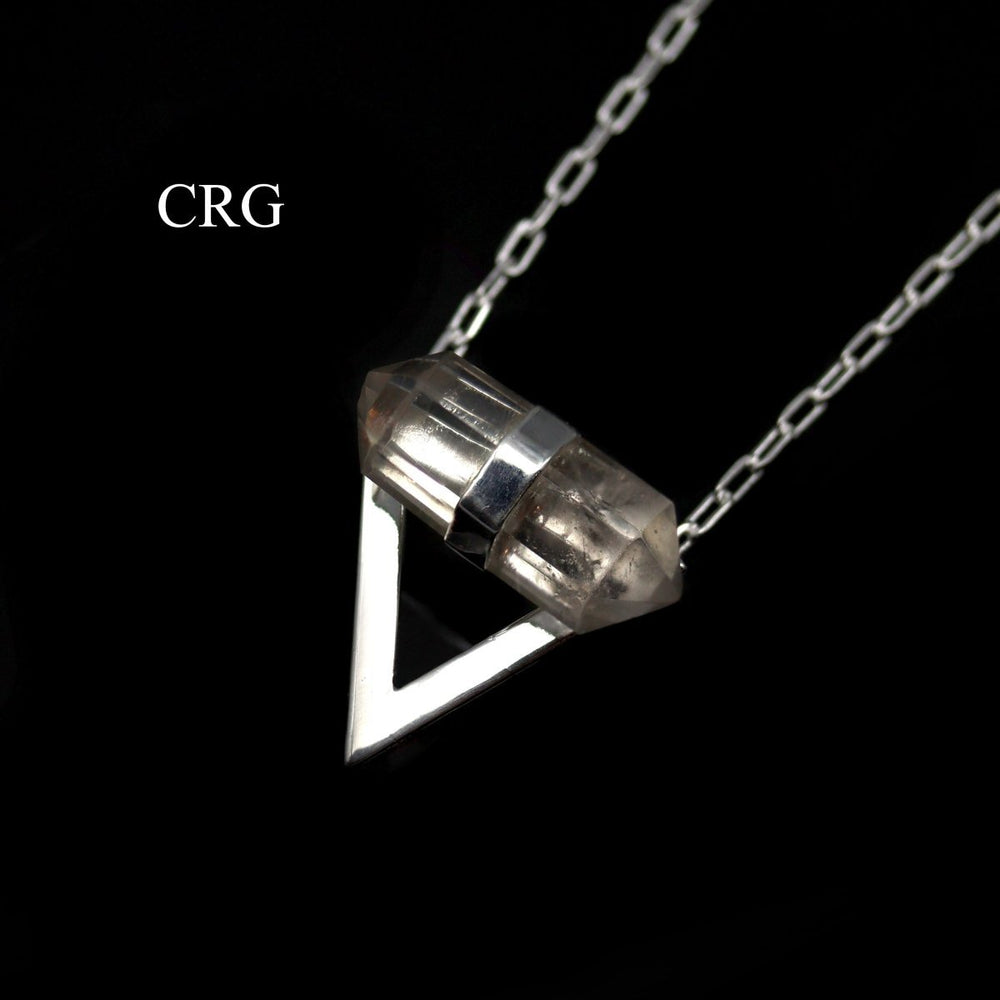 Double Terminated Quartz Point Necklace (1 Inch) (1 Pc) Silver-Plated Triangle Quartz Point Jewelry