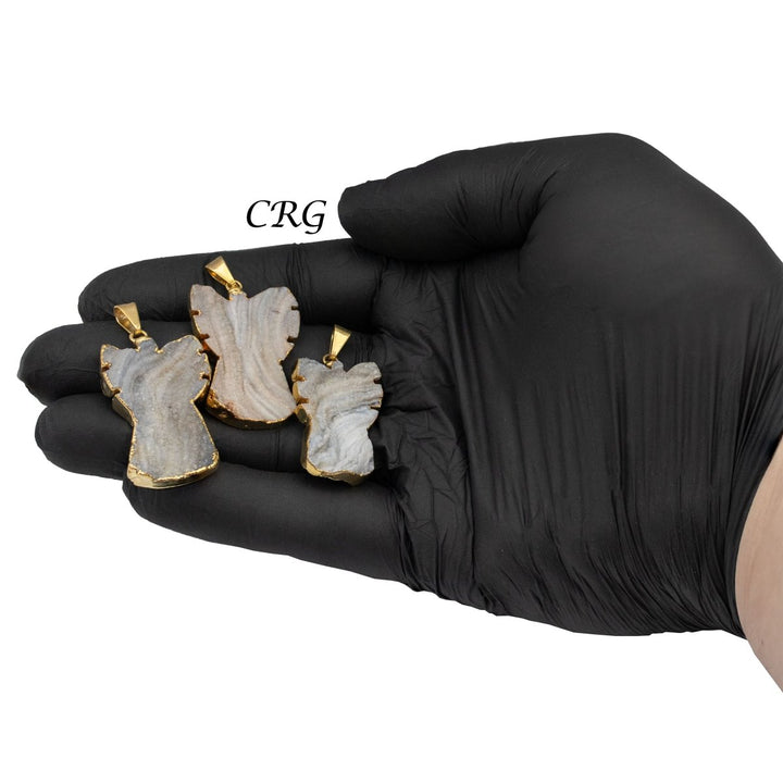 Druzy Angel Pendant with Gold Plating (1 Piece) Size 30 mm Crystal Jewelry CharmCrystal River Gems