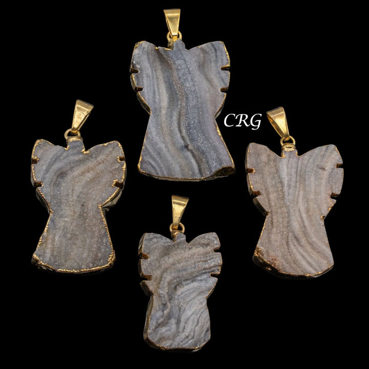 Druzy Angel Pendant with Gold Plating (1 Piece) Size 30 mm Crystal Jewelry CharmCrystal River Gems