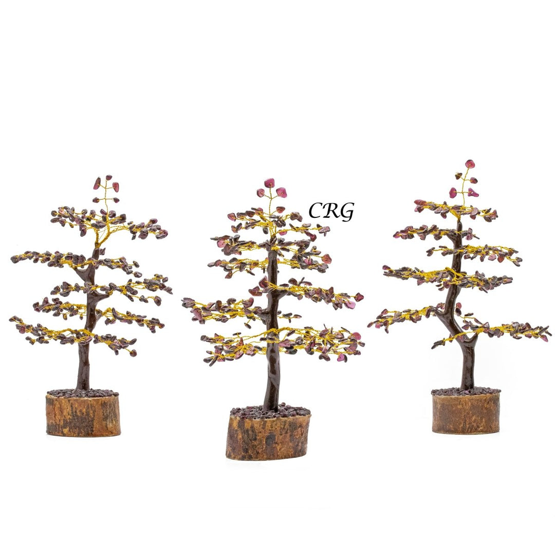 Garnet 300 Chip Tree with Wood Base and Gold Wire (1 Piece) Size 9 Inches Crystal Gemstone TreeCrystal River Gems
