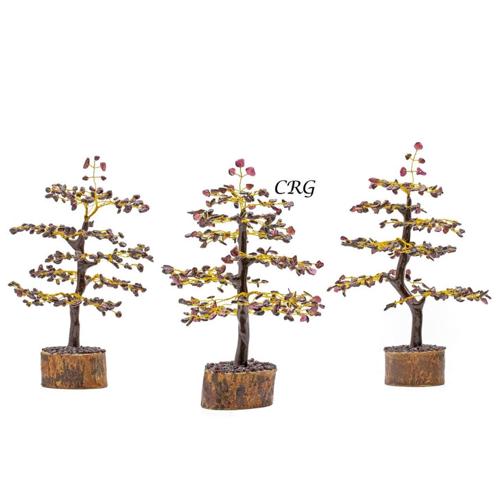 Garnet 300 Chip Tree with Wood Base and Gold Wire (1 Piece) Size 9 Inches Crystal Gemstone TreeCrystal River Gems