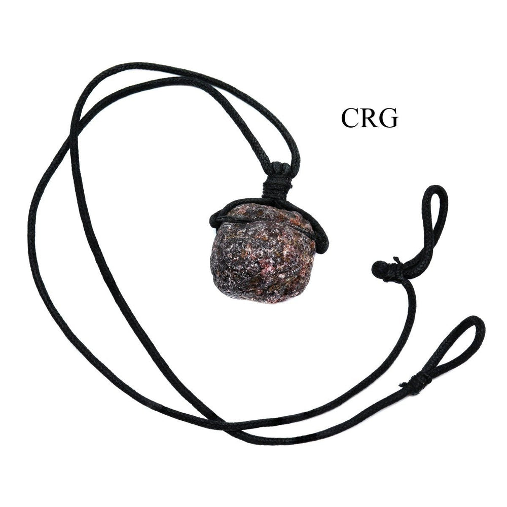 Garnet Rough Pendant on Black Cord Necklace (4 Pieces) Size 1 to 2 Inches Crystal JewelryCrystal River Gems