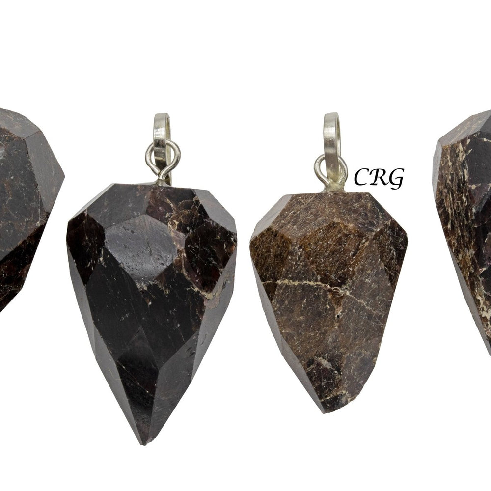 Garnet Teardrop Pendants Silver-Plated (4 Pieces) Size 1 to 1.5 Inches Polished Faceted Charms