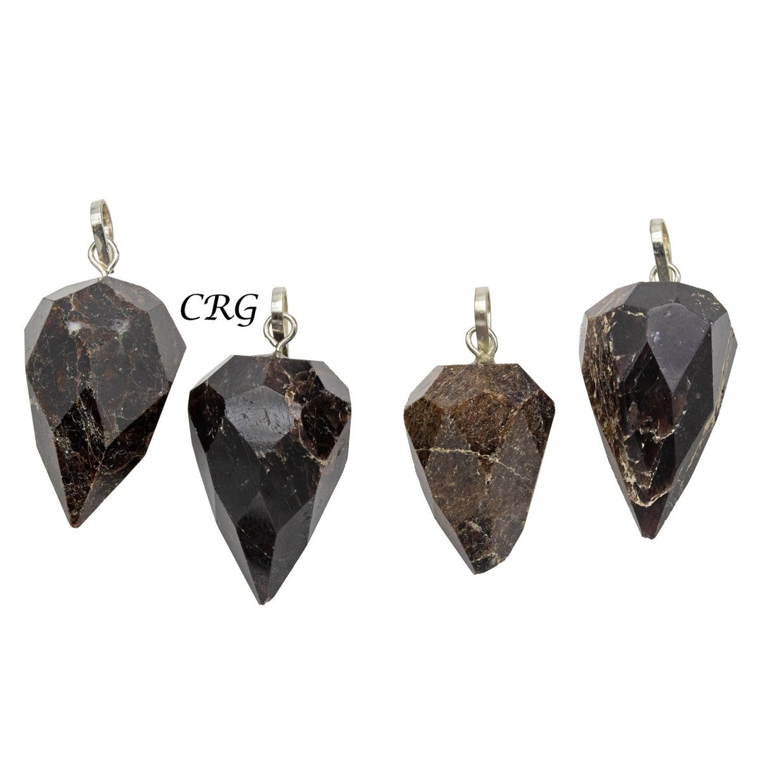 Garnet Teardrop Pendants Silver-Plated (4 Pieces) Size 1 to 1.5 Inches Polished Faceted Charms