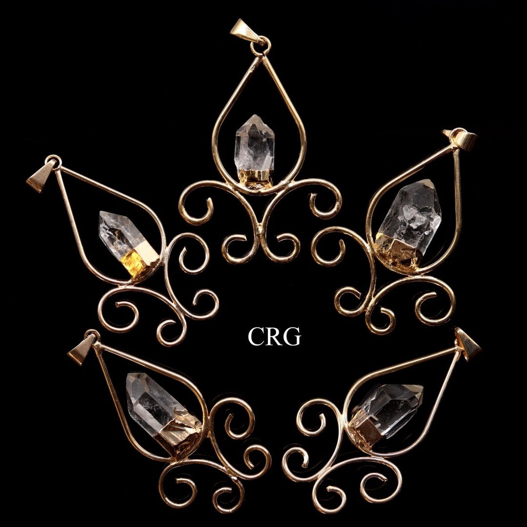 Gold Plated Fleur De Lis w/ Quartz Point PendantCrystal River Gems