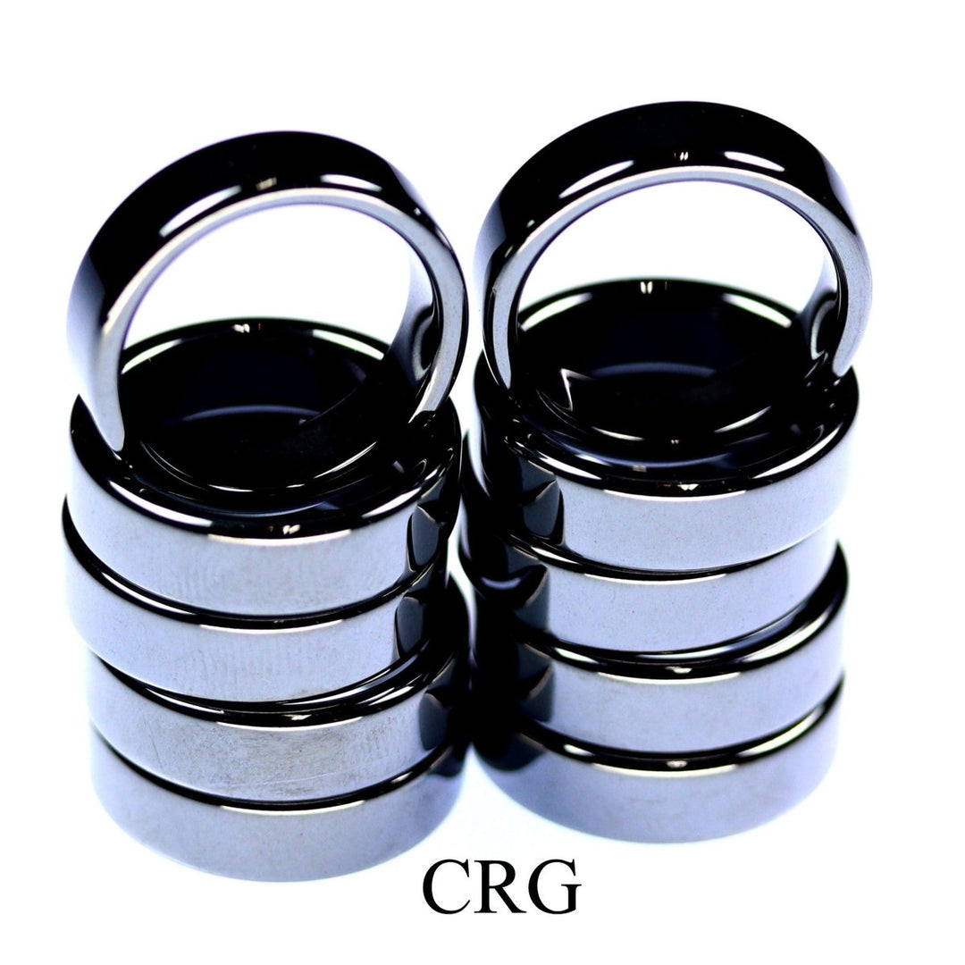 Hematite Rings (10 Pieces) Size 6 mm Flat Polished Band Ring