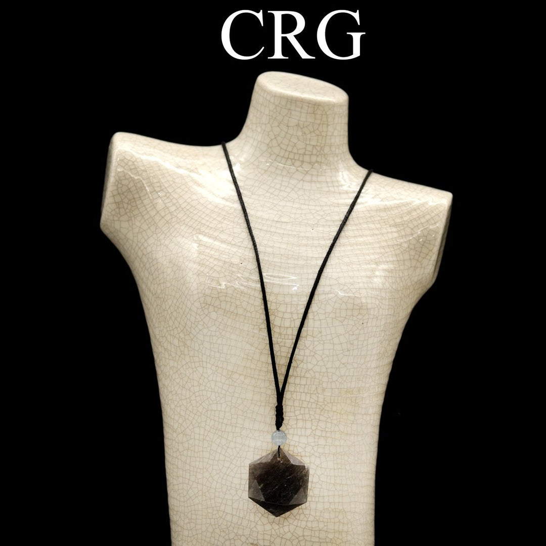 Iolite Hexagon Pendant with Black Cord (4 Pieces) Size 1 Inch Faceted Crystal JewelryCrystal River Gems