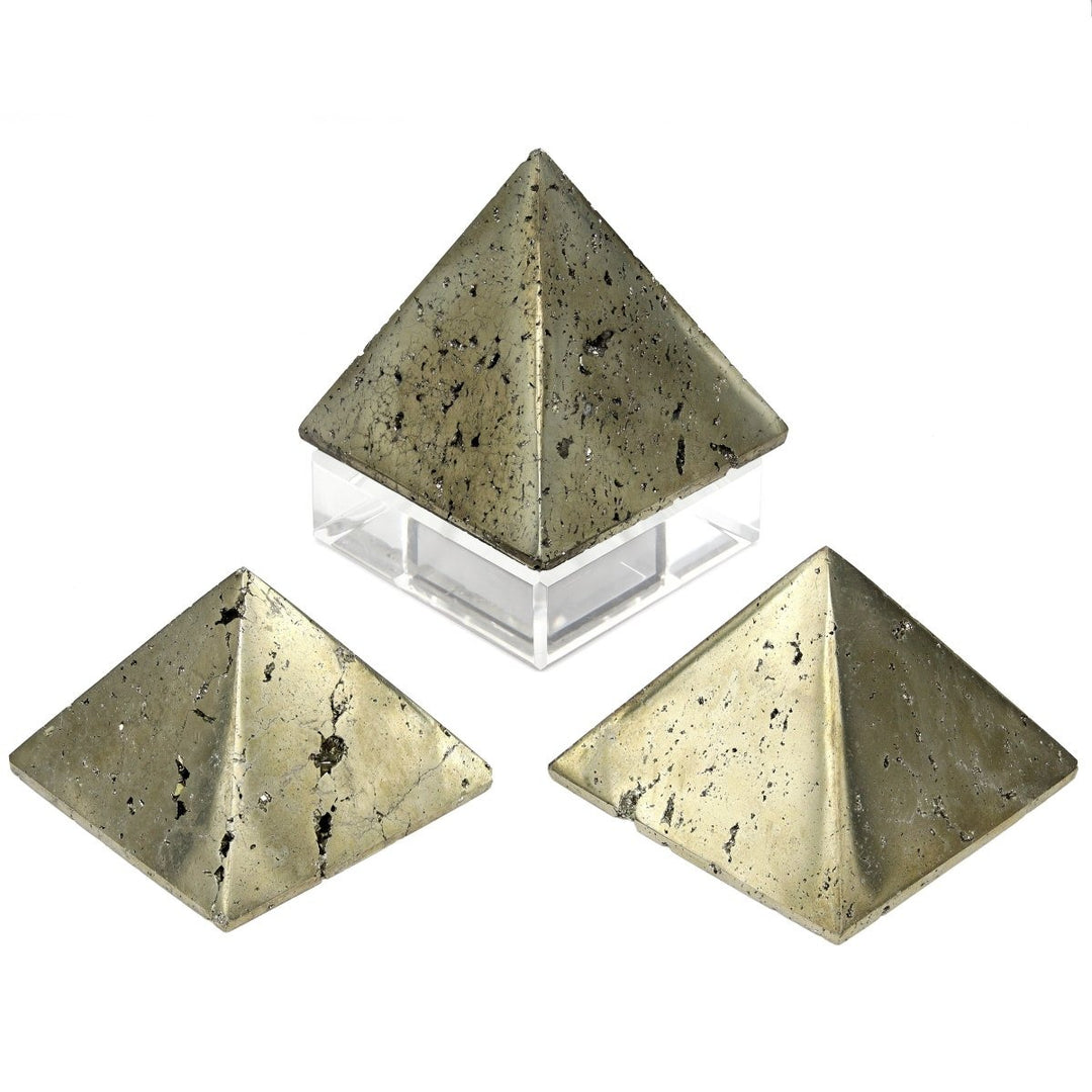 Iron Pyrite Fool's Gold Pyramid (1 Piece) Size 65 to 75 mm Crystal Gemstone DecorCrystal River Gems