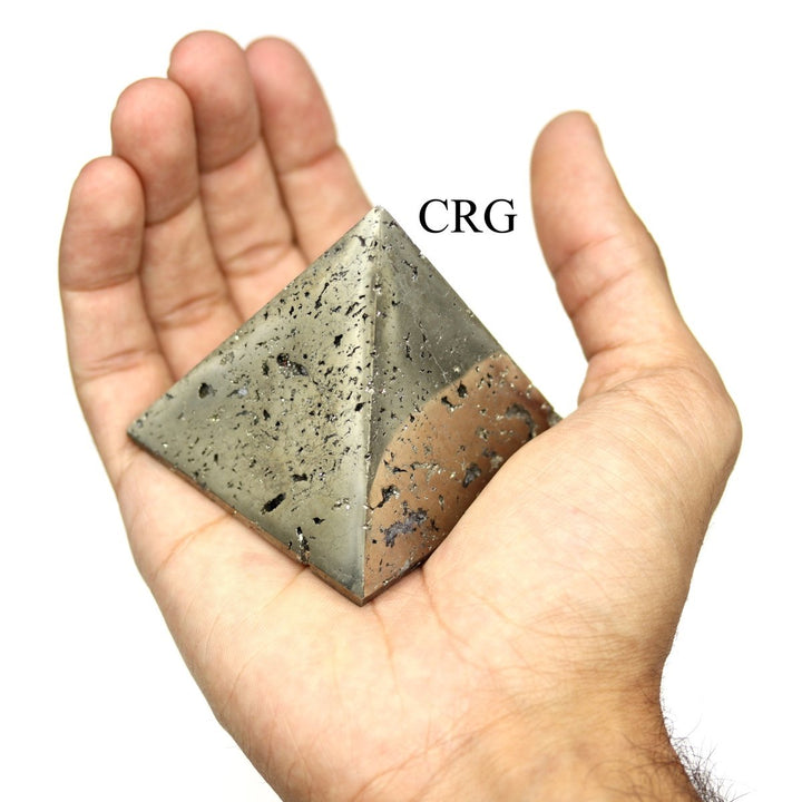 Iron Pyrite Fool's Gold Pyramid (1 Piece) Size 65 to 75 mm Crystal Gemstone DecorCrystal River Gems