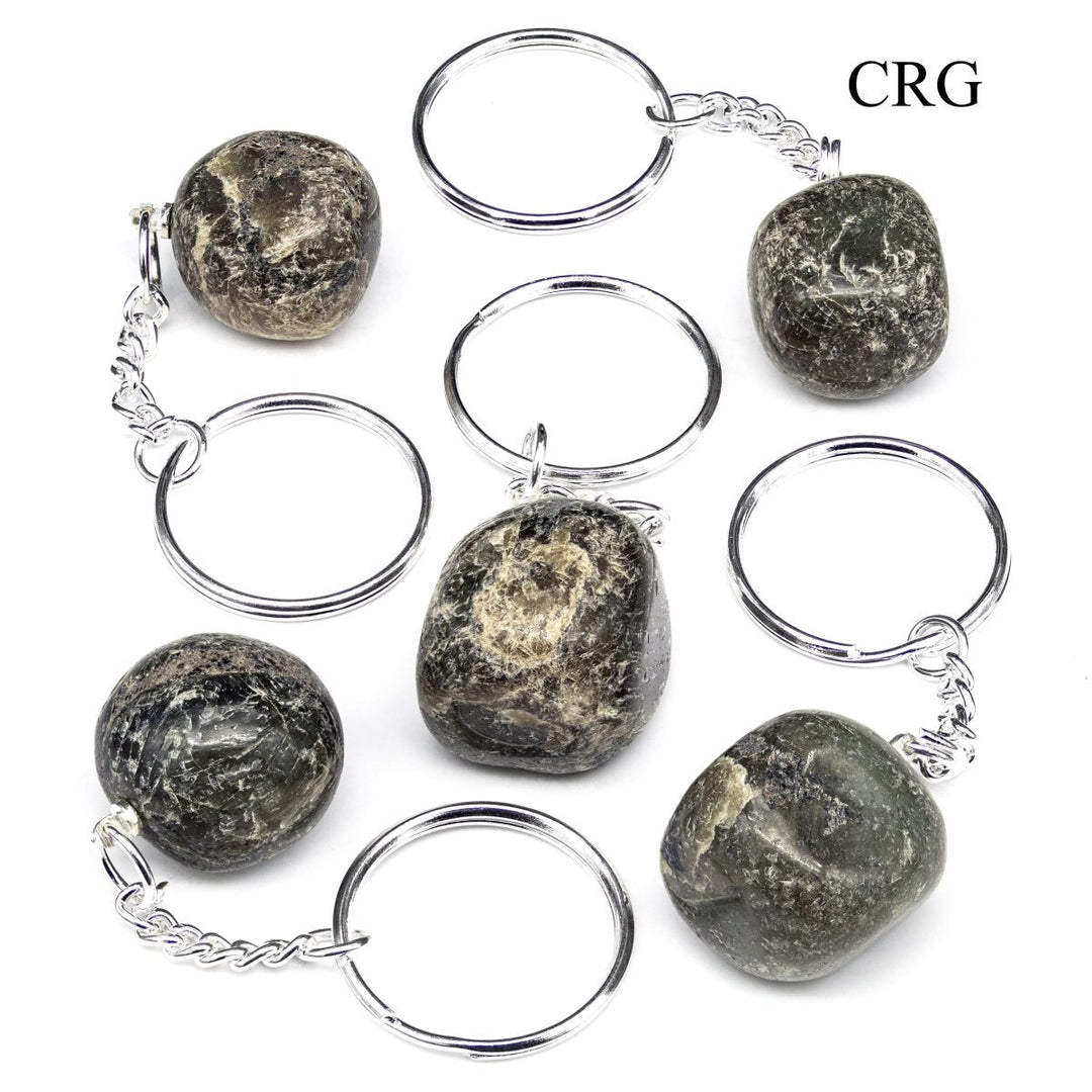 Labradorite Tumbled Gemstone Keychain (5 Pieces) Size 1 to 1.5 Inches Tumbled Crystal